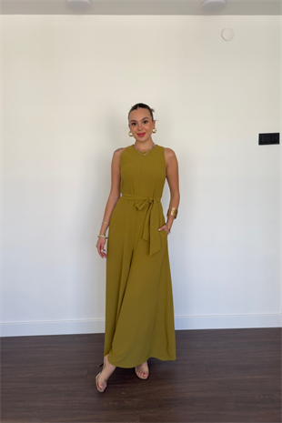 Kuşak Detaylı Tulum-Y.Yeşili
