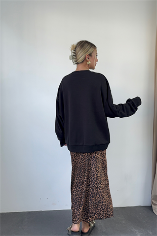 Leopar Saten Etek-KAHVE
