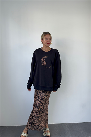 Leopar Saten Etek-KAHVE