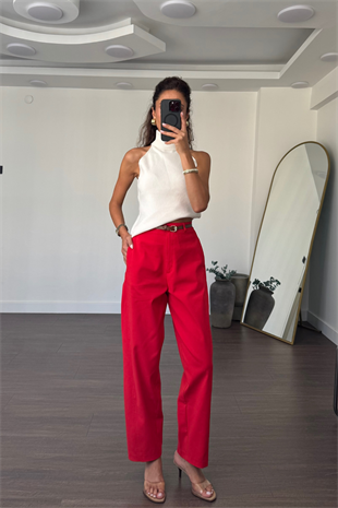 Marka Model Pantolon-Kırmızı