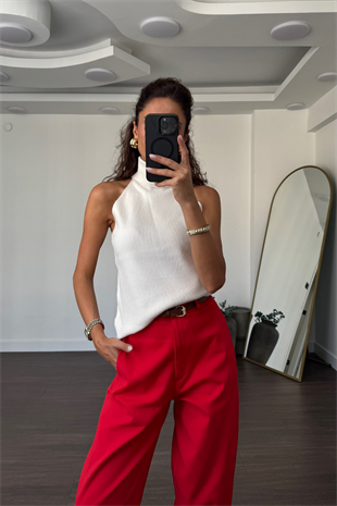 Marka Model Pantolon-Kırmızı