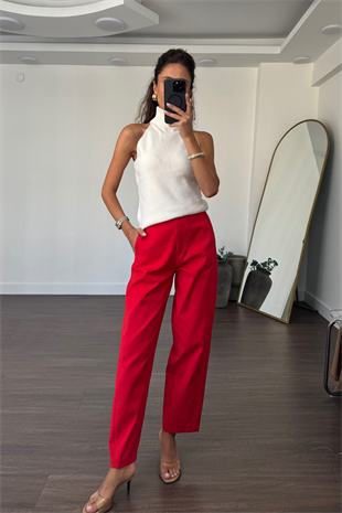 Marka Model Pantolon-Kırmızı