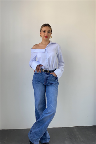 Mavi Yıkamalı Straight Jean