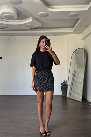 Mini Payet Etek-Siyah