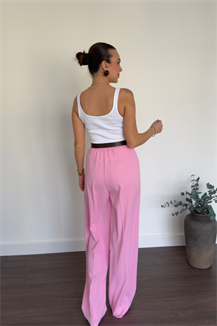 Pembe Pileli Palazzo Pantolon