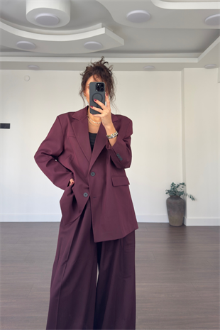 Premium Blazer Ceket Pantolon Takım-Mürdüm