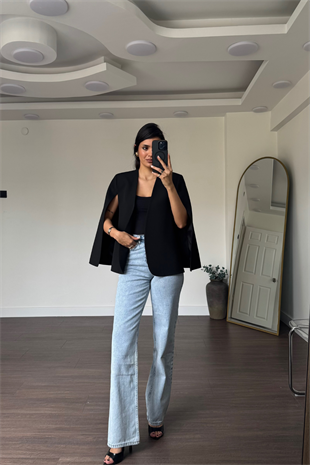 Premium Pelerin Ceket-Siyah 
