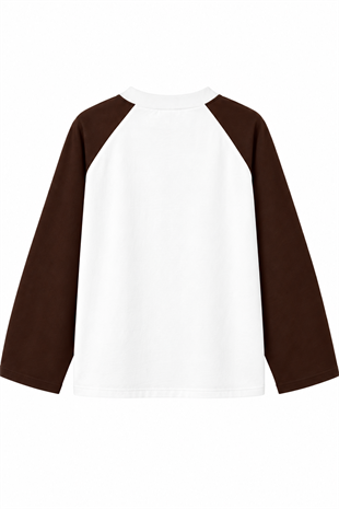 Reglan Kol T-shirt-Kahve Beyaz