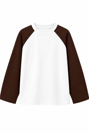 Reglan Kol T-shirt-Kahve Beyaz