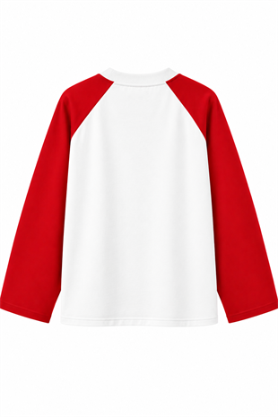 Reglan Kol T-shirt-Kırmızı Beyaz