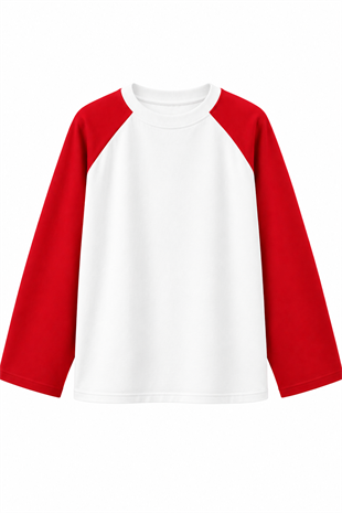 Reglan Kol T-shirt-Kırmızı Beyaz
