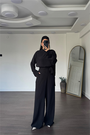 Şal Yaka Modal Takım-Siyah