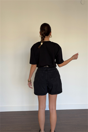 Füme Yıkamalı Fit Denim Şort