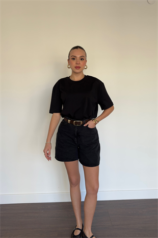 Füme Yıkamalı Fit Denim Şort
