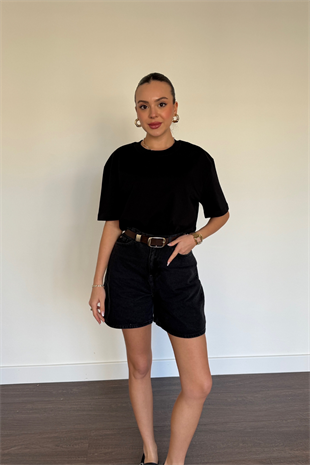 Füme Yıkamalı Fit Denim Şort