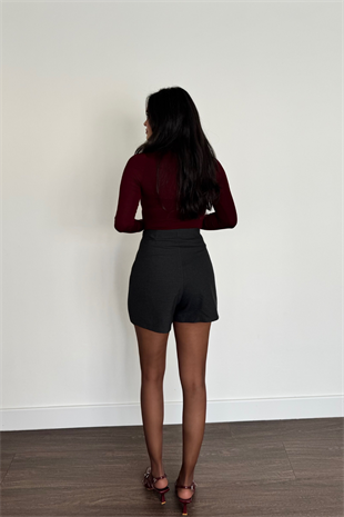 Yırtmaç Detaylı Şort Etek-Antrasit