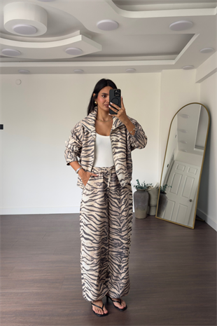 Zebra Desen Pantolon Ceket Takım