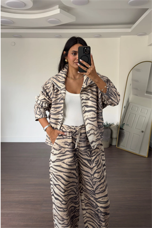 Zebra Desen Pantolon Ceket Takım