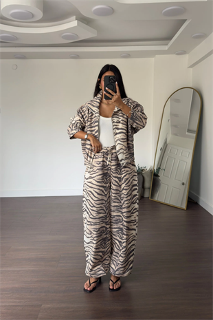 Zebra Desen Pantolon Ceket Takım