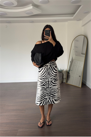 Zebra Desenli Etek