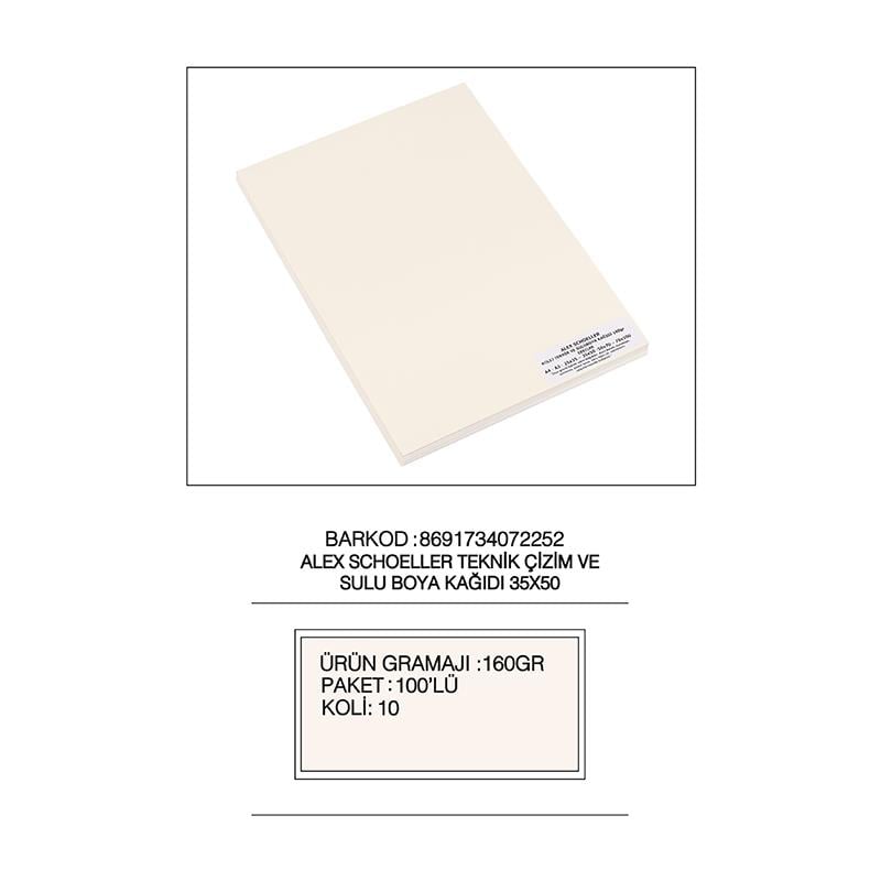 ALEX ALX-0252 SULU BOYA KAĞIDI 160GR 35X50 100LÜ