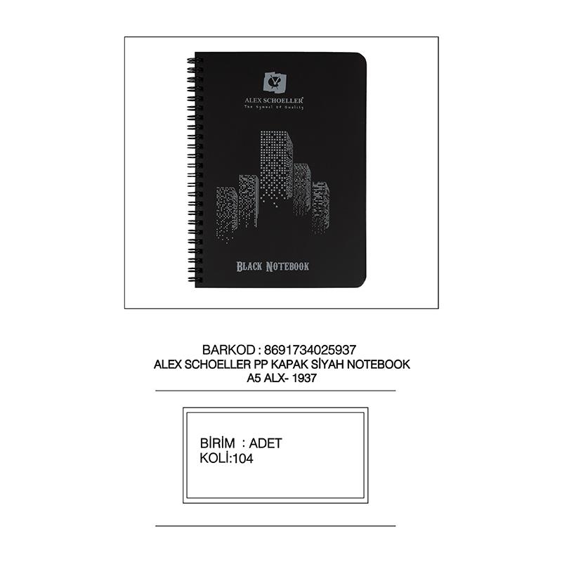 ALEX ALX-1937 SPR PP KPK SİYAH DEF A5 60YP