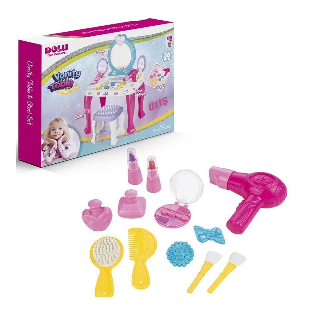 DOLU 2568 OYUNCAK UNICORN MAKYAJ MASASI VE TABURE SETİ