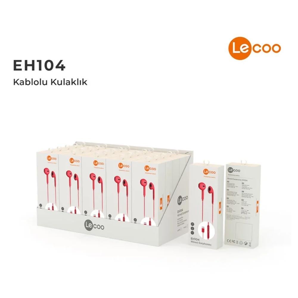LECOO EH104C-R TYPE-C KABLOLU MİKROFONLU KULAKLIK  KIRMIZI