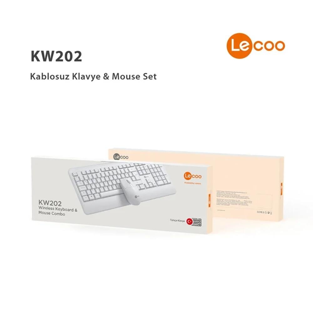 LECOO KW202 WİRELESS BEYAZ KLAVYE MOUSE SET