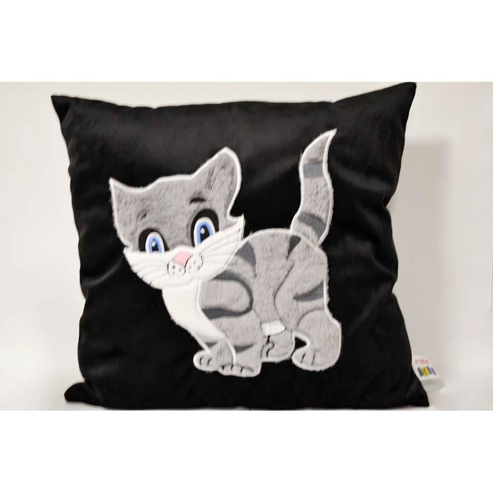 MY FRİEND 413495 APLİKELİ NAKIŞLI SİYAH KEDİ YASTI