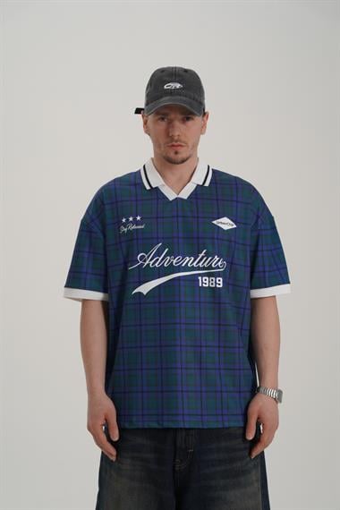 Adventure Baskılı Mavi Oversize Forma Tshirt PM01 26Y282