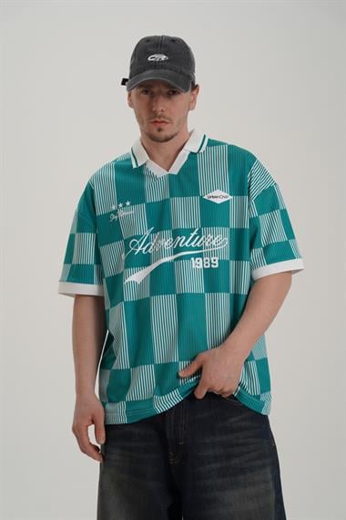 Adventure Baskılı Yeşil Oversize Forma Tshirt PM01 26Y282