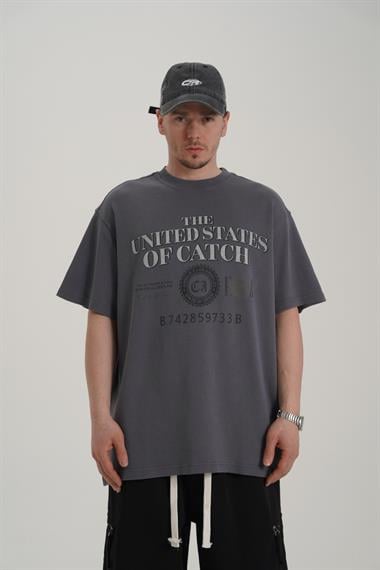 Baskılı Gri Oversize Tshirt CT01 MRT26064