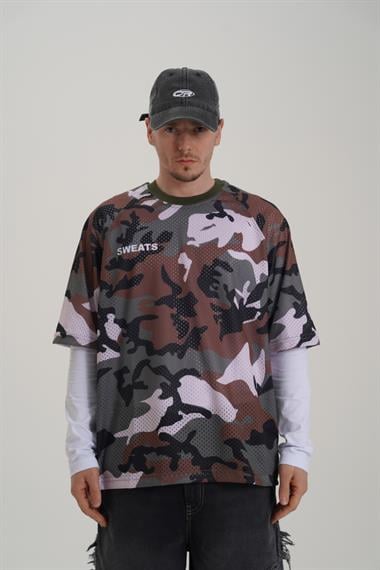 Baskılı Oversize Kamuflaj Forma Tshirt PM01 26Y264