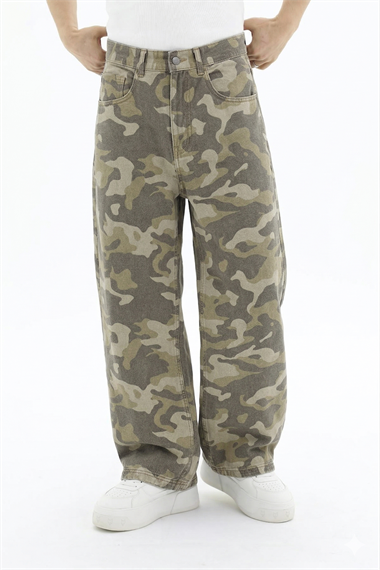Camo Desen Baggy Jean Pantolon