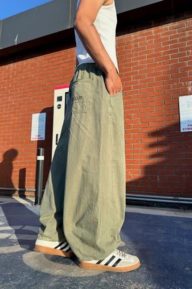 Cep Nakışlı Haki Baggy Bdg Pantolon