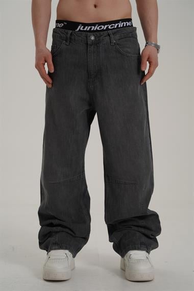 Dikiş Detay Gri Acid Wash Jean Pantolon CT01 6643