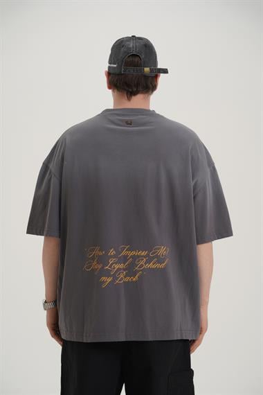 Fearless Baskılı Yıkama Efektli Oversize Tshirt