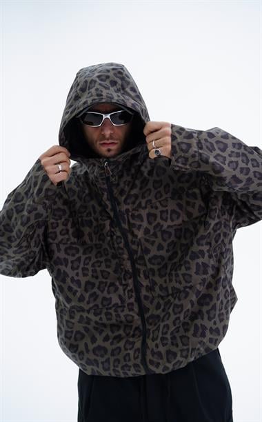 Haki Leopar Desen Yağmurluk KN4652
