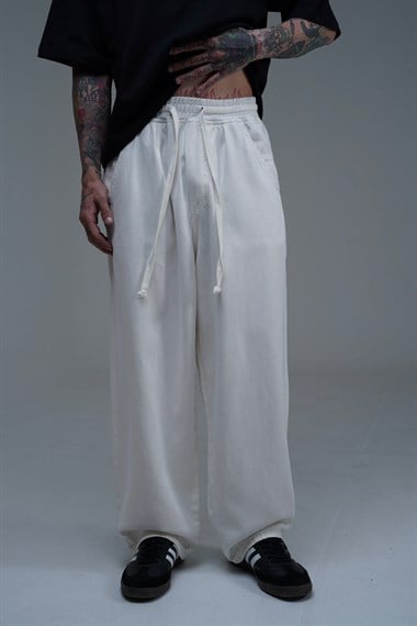 İnce Kumaş Bej Baggy Pantolon CT01 6517-8