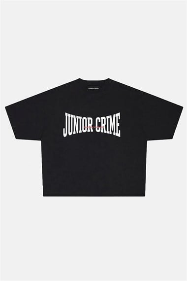 JR Elliptic Baskılı Siyah Boxy Fit Oversize Tshirt