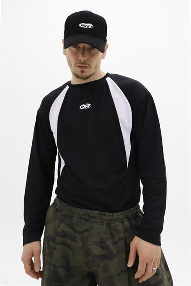 JR Nakışlı Uzun Kollu Siyah Forma Tshirt