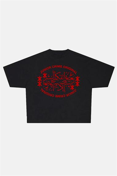 JR Red Original Baskılı Siyah Boxy Fit Tshirt