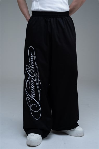 JR Signature Baskılı Gabardin Baggy Pantolon