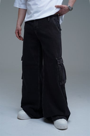 Kontrast Dikiş Low Waist Baggy Pantolon