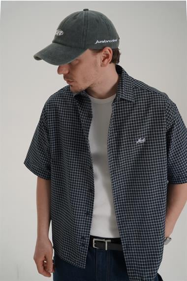 Local Nakışlı Yeşil Oversize Ekose Gömlek PM01 26Y283