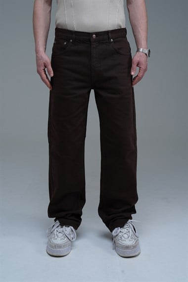 Paça Detay Kahve Regular Jean Pantolon
