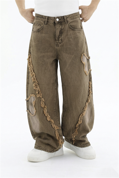 Püskül Detay Acid Wash Jean Pantolon