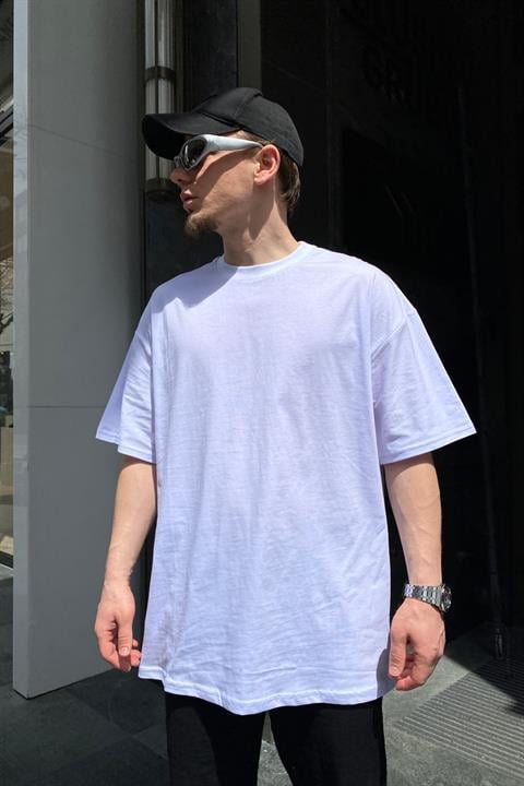 Beyaz Human Baskılı Oversize Tshirt  T617