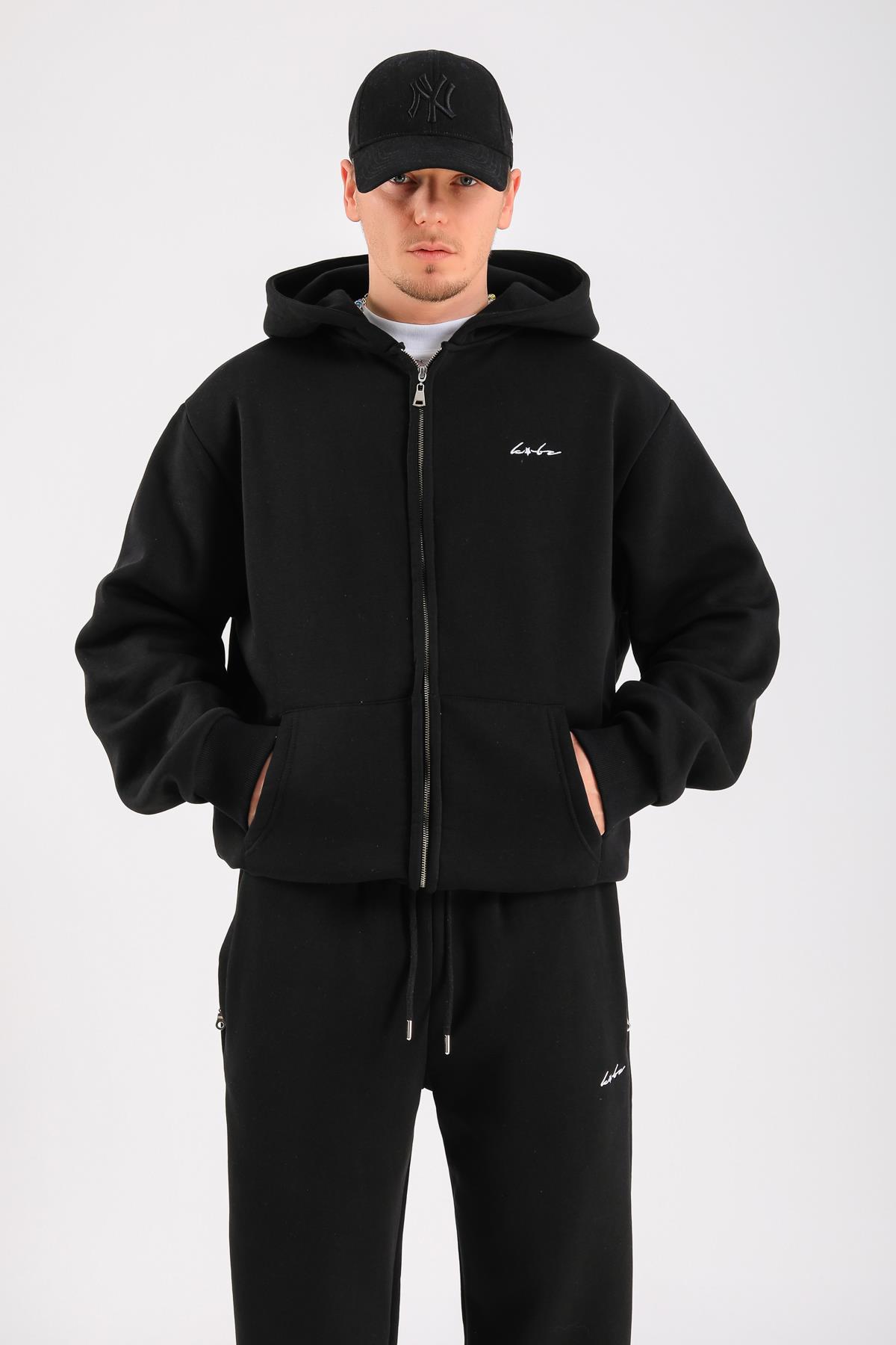 Kbz Siyah Oversize Zipper Hoodie SW1325 - Jr.crime